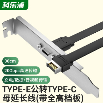 科乐浦（KELEPU）Type-E公转Type-C母延长线USB3.1 主板拓展机箱后置挡板线双口带全高挡板 30厘米