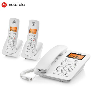 摩托罗拉(Motorola)数字无绳电话机 无线座机 子母机一拖二 办公家用 免提 来电显示C4202LC（白色）