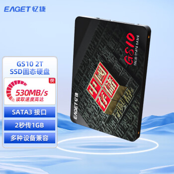 忆捷（EAGET）2TB SSD固态硬盘 长江存储晶圆 国产TLC颗粒 SATA3.0接口高速读写 GS10