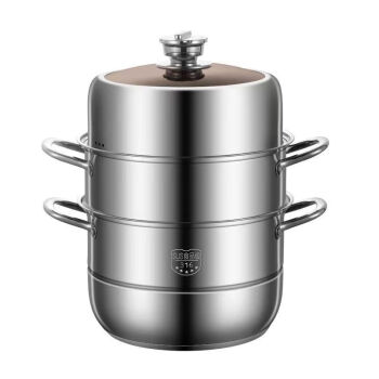 HUKID煲汤锅电炖锅定时款食品级304不锈钢多功能三层加厚蒸笼大容