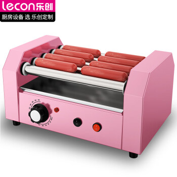 乐创（lecon）烤肠机商用热狗机家用小吃店全自动台式烤火腿肠机5管（粉色）LC-5-F
