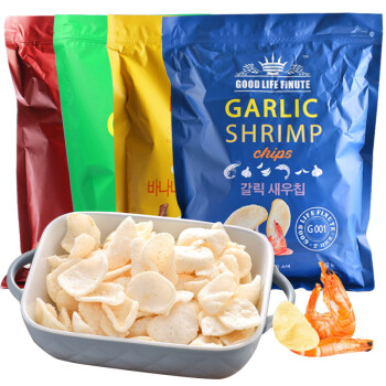 韩国进口网红零食garlic shrimp趣莱福虾片蒜味巨型膨化薯片超大 趣