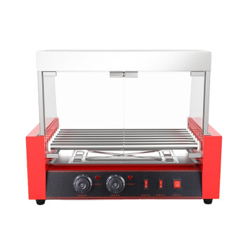 QKEJ  商用全自动烤肠机台式热狗机摆摊烤香肠机智能控温高端烤肠机 7管拉门烤肠机