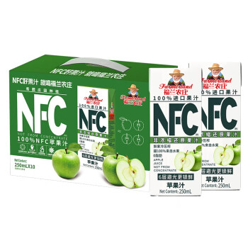 福兰农庄 NFC苹果汁250ml*10盒（礼盒装）  纯鲜榨果汁 饮料 儿童饮料 欧洲进口 整箱装