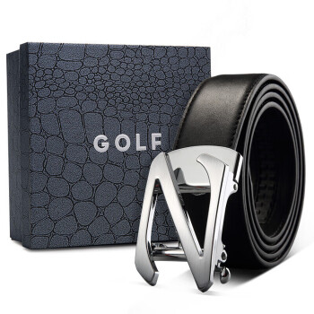 高尔夫（GOLF）牛皮男士皮带自动扣腰带男中青年牛仔裤带礼盒装父亲节礼物送爸爸