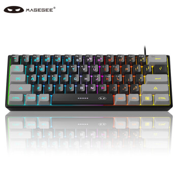 MageGee TS91 拼装混搭61键键盘 机械手感办公游戏键盘 RGB背光灯效键盘 小型便携台式笔记本键盘 灰黑色