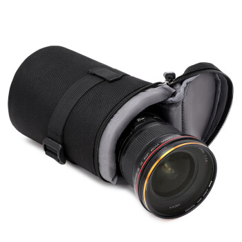Fly-Leaf多洛达单反相机镜头袋镜头筒收纳包防水防震镜头包 黑色A8090原小号