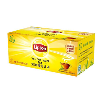立顿 黄牌精选红茶S50包(100g) 奶茶原料 办公室下午茶袋泡茶包