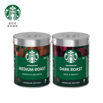 星巴克（Starbucks）速溶美式黑咖啡粉双口味2罐180g 0糖健身即冲法国进口可做80杯