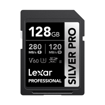 雷克沙（Lexar）128GB SD存储卡 C10 U3 V60 4K相机内存卡 读280MB/s 写120MB/s 捕捉光影（SILVER PRO）\t