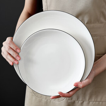 onlycook陶瓷盘子牛排盘西餐盘平盘刀叉餐盘菜盘餐具西餐盘日式白色-10寸