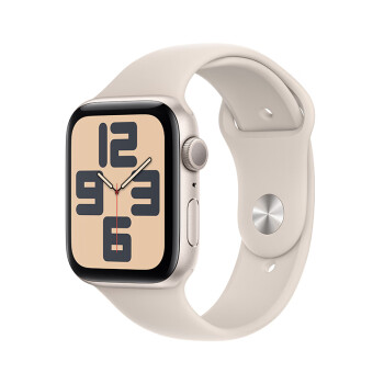 Apple Watch SE (GPS)；44 毫米星光色铝金属表壳；星光色运动型表带 - M/L-MRE53CH/A【CES】