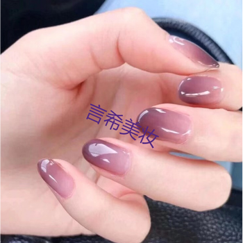 显白美甲贴片假指甲贴长短款可拆卸纯色甲片成品手指甲片渐变紫