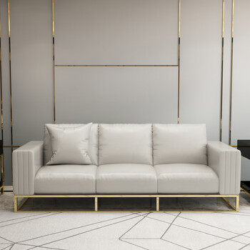 后现代真皮沙发客厅组合大小户型轻奢港式样板房北欧真皮定制家具