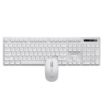 银雕V3MAX升级版 超薄无线键盘鼠标套装 便携台式笔记本通用 巧克力键帽商务白