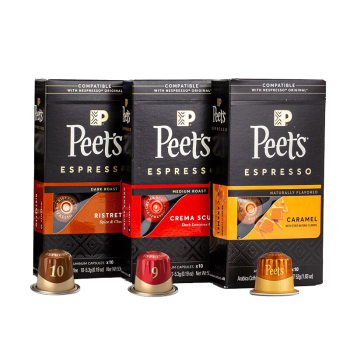 Peet's Coffee皮爷peets胶囊咖啡3盒30颗混装（焦糖*1+醇黑奶香*1+精粹浓缩*1）