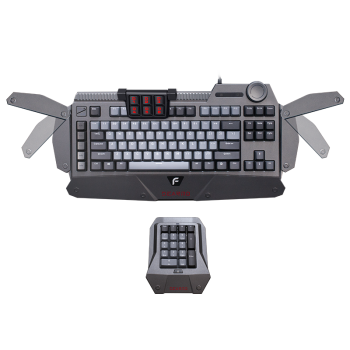 迪摩（DEARMO）F4机械键盘有线键盘游戏键盘PBT双拼色键帽可分离模块化键盘 深空灰 樱桃黑轴