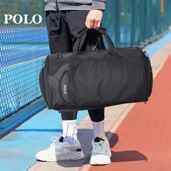 POLO男士手提行李包大容量出差旅行袋休闲单肩斜挎包男包044293黑色