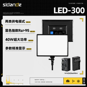斯丹德（sidande）【40W】补光灯摄影LED-300双色温直播影棚拍照迷你打光灯小型摄影拍摄灯光手持便携外置电池