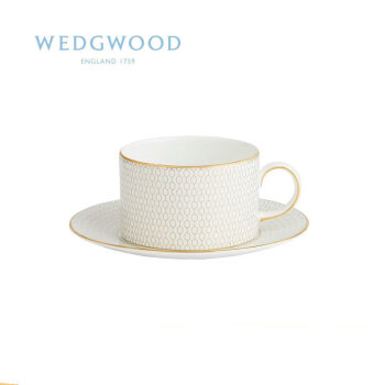 WEDGWOOD威基伍德 金色几何杯碟组 200ml单人骨瓷欧式下午茶咖啡具