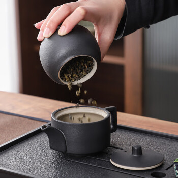 豪峰 黑陶功夫茶具套装家用陶瓷整套泡茶器茶壶茶杯干泡小茶盘