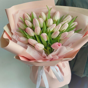 岚黛 鲜花同城配送29朵粉郁金香花束生日礼物纪念日告白送女友老婆