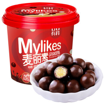 麦丽素520g桶装巧克力豆网红零食糖果散装多口味代可可脂桶装麦丽素