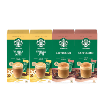 星巴克（Starbucks）精品速溶花式咖啡拿铁4盒16袋装 土耳其原装进口