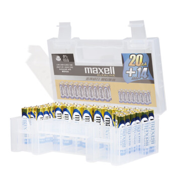 麦克赛尔(Maxell)5号7号碱性干电池34粒混合装带收纳盒适用无线鼠标智能门锁体重秤遥控器耳温枪儿童玩具