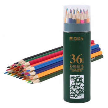 晨光文具（M&G）彩铅 36色木质彩色铅笔 儿童绘画彩色铅笔学生画笔填色笔绿色PP筒装 AWP36802