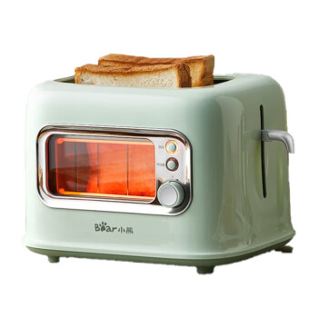 小熊面包机可视炉窗双面速烤5档烘烤防尘上盖 多士炉DSL-C02P8#P01绿色 BD02