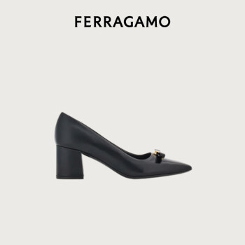 菲拉格慕（Ferragamo）女士黑色纤细蝴蝶结高跟鞋 0769629_1D _ 70/37.5 礼物送女友