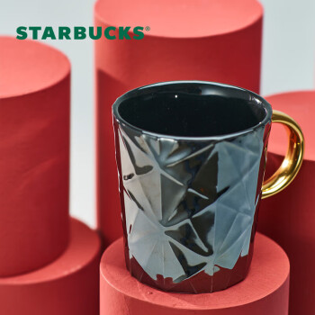 星巴克（Starbucks）经典黑金凸雕款马克杯296ml 时尚桌面水杯男女泡茶杯 节日礼物