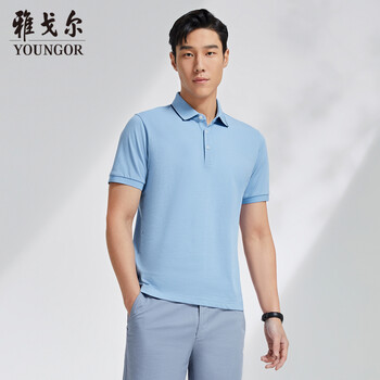 雅戈尔t恤男士2022夏季青年男士商务休闲短袖t恤vspc533065ica浅蓝s