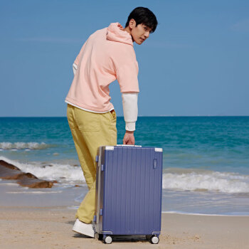 美旅箱包时尚复古拉杆箱顺滑飞机轮行李箱20英寸TSA轻便旅行密码箱TI1紫色