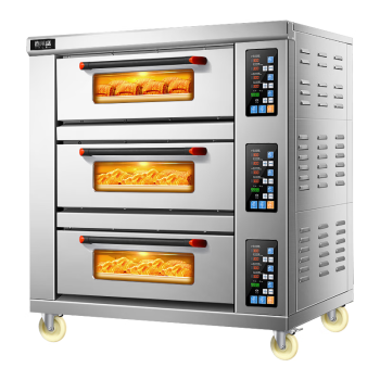 喜莱盛烤箱商用大型披萨燃气烤炉热风循环 蛋糕面包月饼烤鱼电烤箱三层九盘微电脑面板XLS-YXD-309A