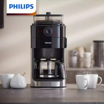 飞利浦美式咖啡机全自动家用研磨一体 智能控温 豆粉两用 自动磨豆 自动清洗 小型咖啡壶HD7761   