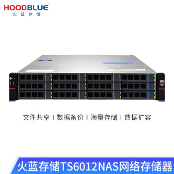 火蓝存储（hoodblue） TS6012万兆光纤nas存储服务器12盘位机架式磁盘阵列共享存储备份 TS6012-RP-264TB 商用