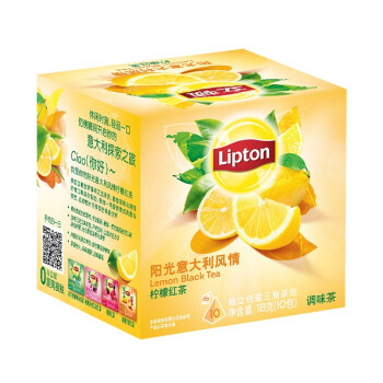立顿（Lipton）阳光意大利风情柠檬红茶 水果茶礼盒 独立三角包袋泡茶包10包18g