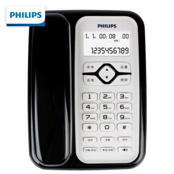 飞利浦（PHILIPS）电话机座机 固定电话 办公家用 免电池 插线即用 CORD020黑色