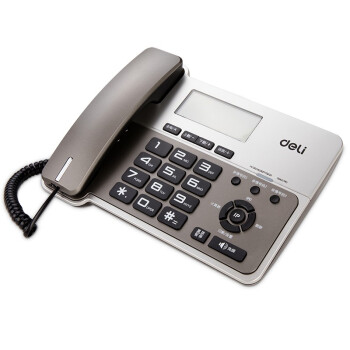 得力 电话机座机 横式大屏三组亲情号一键呼叫固定电话来电显示办公家用固话 796 金属灰