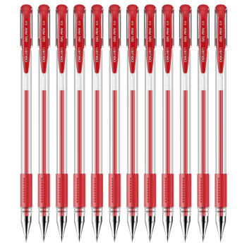 得力拔帽子弹头中性笔6600（0.5mm-12支-红色） 签字笔