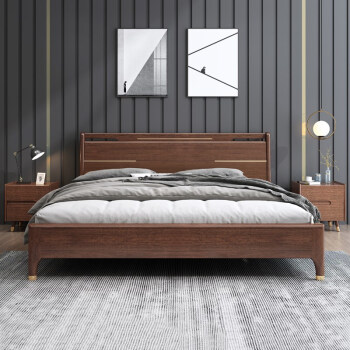虔巢新中式北欧轻奢实木床18米双人大床现代简约15米经济型单人床主卧