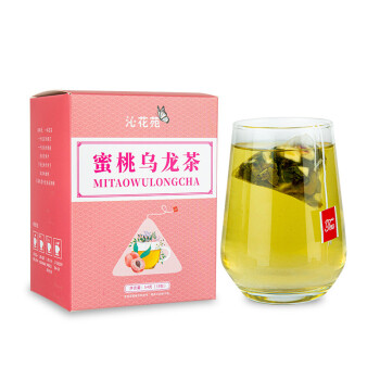 沁花苑  蜜桃乌龙茶白桃苹果粒三角包茶包组合调味茶水果花茶54g/盒  5盒起售