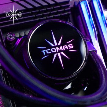 TCOMAS钛钽SJ-A100E 240黑色 CPU一体式水冷散热器 ARGB冷头光效 多平台支持LGA1700