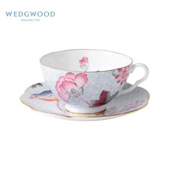 WEDGWOOD威基伍德 杜鹃系列单人杯碟套装-蓝色 骨瓷欧式精致下午茶咖啡具