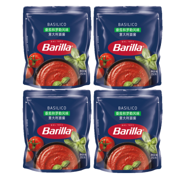 百味来Barilla番茄和罗勒意大利面酱250g*4袋意面酱拌面酱番茄酱