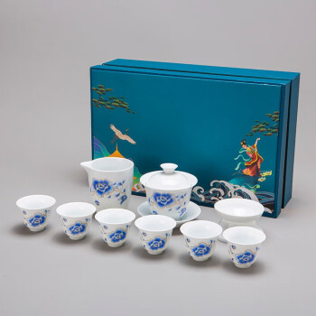 古时候 瓷器中国白系列G160 家用办公盖碗茶杯新中式茶具套组 白色
