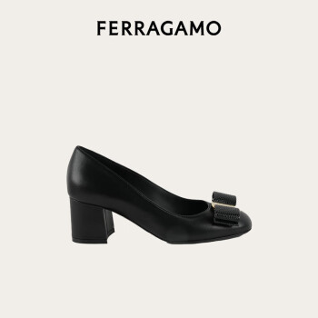 菲拉格慕（Ferragamo）女士黑色Vara蝴蝶结高跟鞋 0776750_1C _ 75/38码