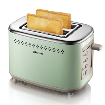 小熊（bear）多士炉烤面包片机全自动家用小型 吐司机不锈钢2片早餐神器DSL-C02A1 晨雾绿